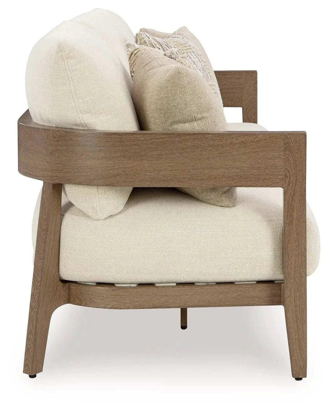 Serene Bay Sofa with Cushion dark brown wood frame cream upholstery on Tampa Home & Garden Store