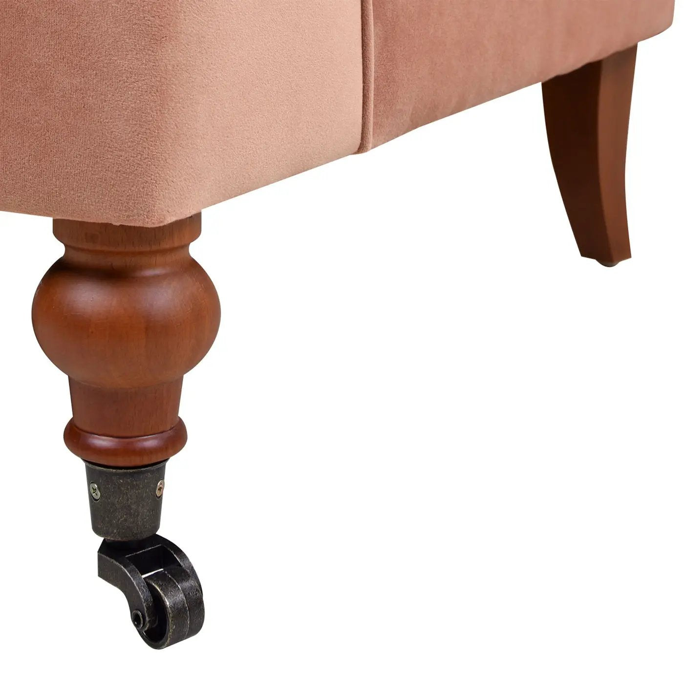 Alana Lawson accent arm chair casters peach upholstery with wooden turned leg on Tampa Home & Garden Store