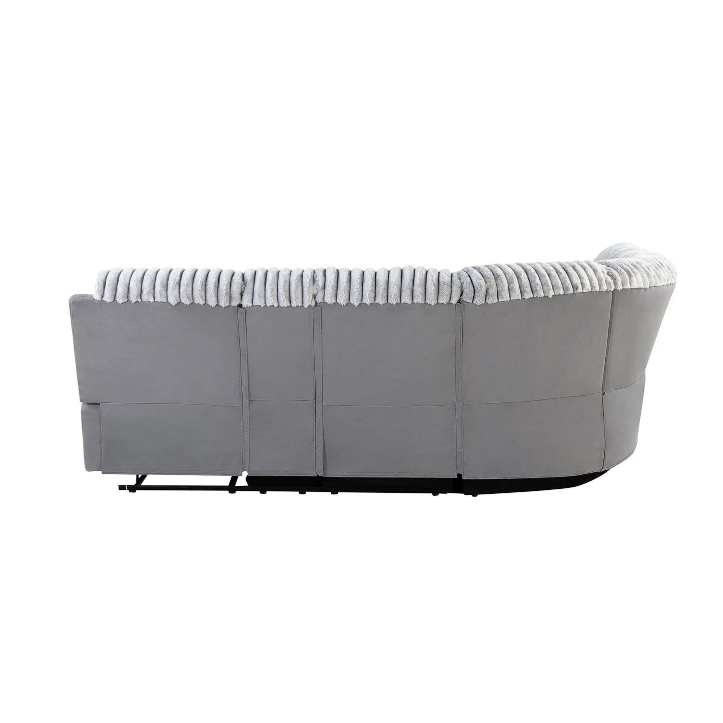 Bruni gray reclining sectional sofa with LED lighting and white rope detailing along back on Tampa Home & Garden Store