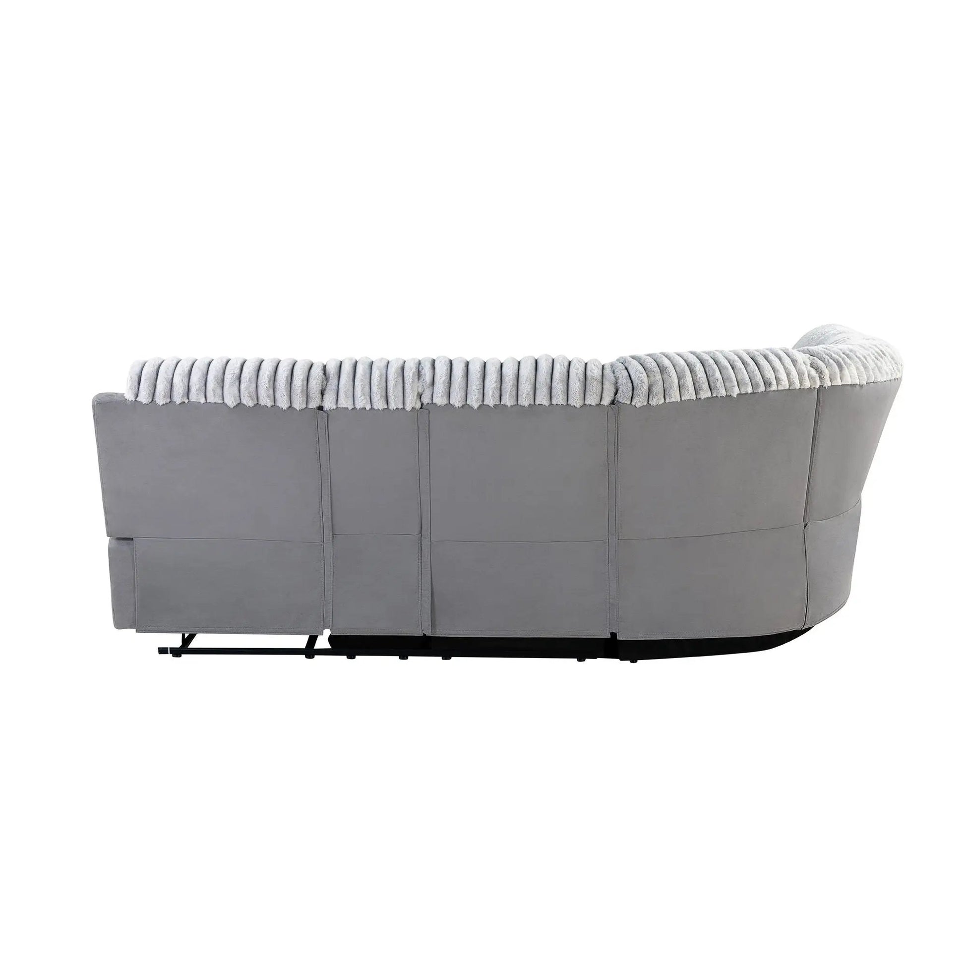 Bruni gray reclining sectional sofa with LED lighting and white rope detailing along back on Tampa Home & Garden Store