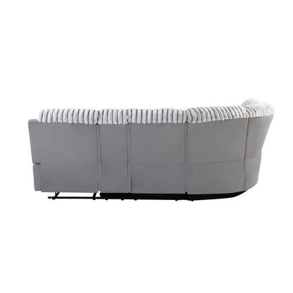Bruni gray reclining sectional sofa with LED lighting and white rope detailing along back on Tampa Home & Garden Store