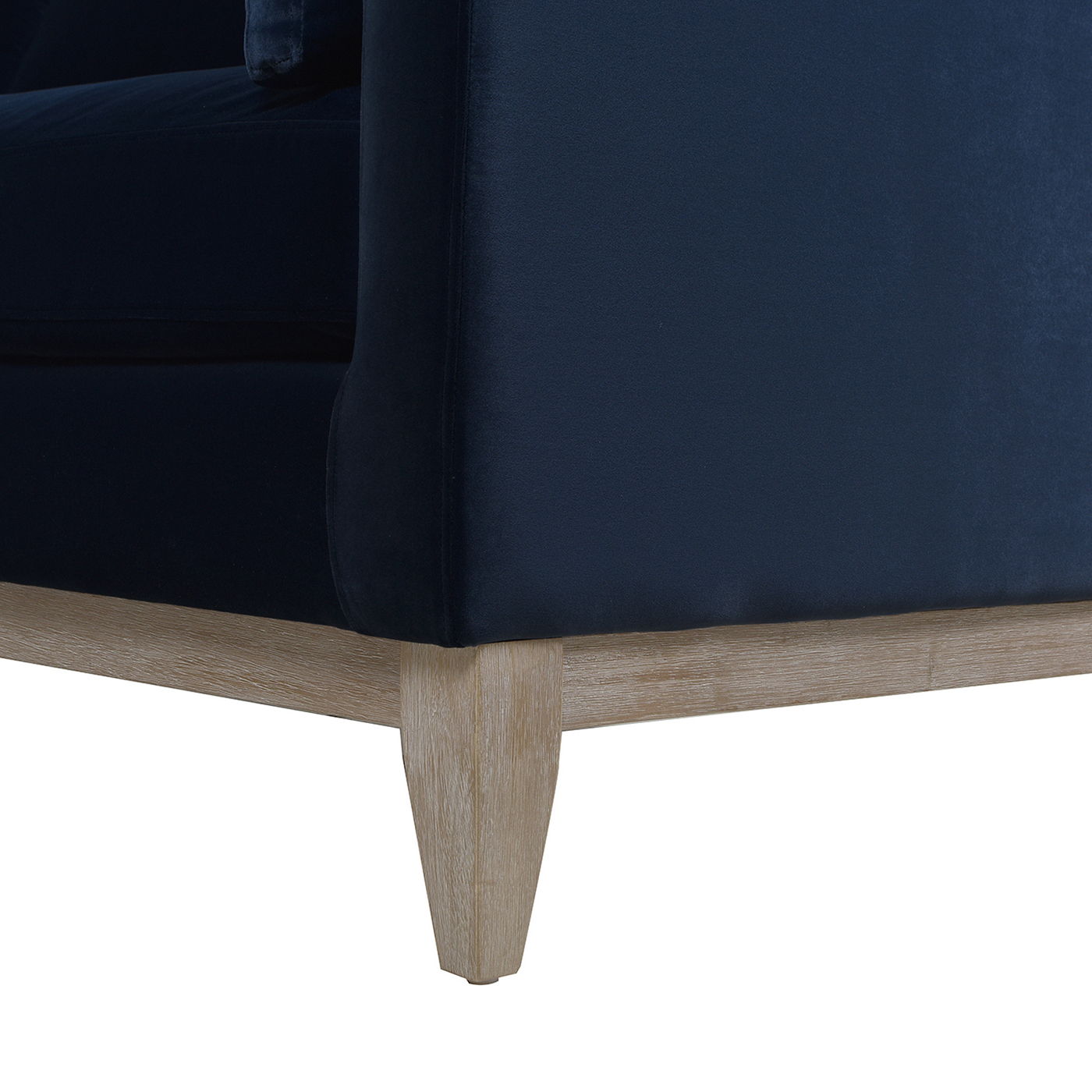 Knox Modern Farmhouse Sofa navy fabric upholstery with light oak legs by HouseOfZazla on Tampa Home & Garden Store