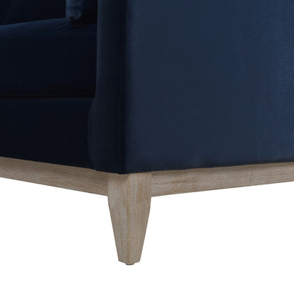 Knox Modern Farmhouse Sofa navy fabric upholstery with light oak legs by HouseOfZazla on Tampa Home & Garden Store