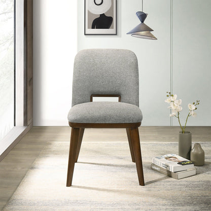 Modern dining chair set of 2 with walnut base in gray upholstery by HouseOfZazla on Tampa Home & Garden Store