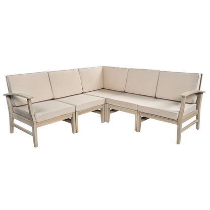 Perla 5 Piece Patio Sofa Set and Acacia Wood