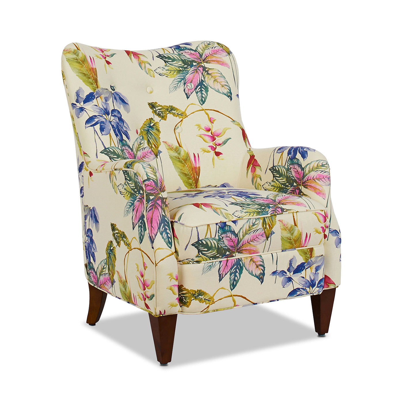 Paradise Upholstered Arm Chair off-white floral cotton upholstery on Tampa Home & Garden Store