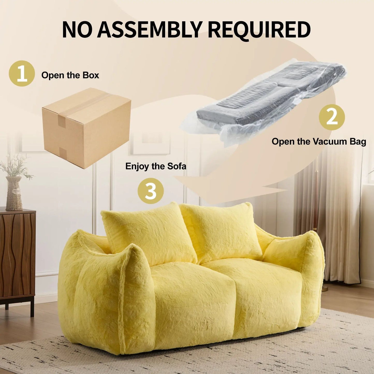 Giant Bean Bag Couch and Fluffy Loveseat