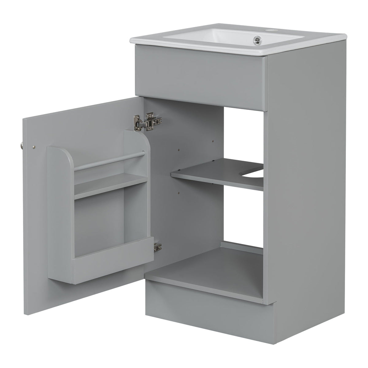 Bathroom Vanity with Sink and Adjustable Shelf, gray finish, HouseOfZazla on Tampa Home & Garden Store