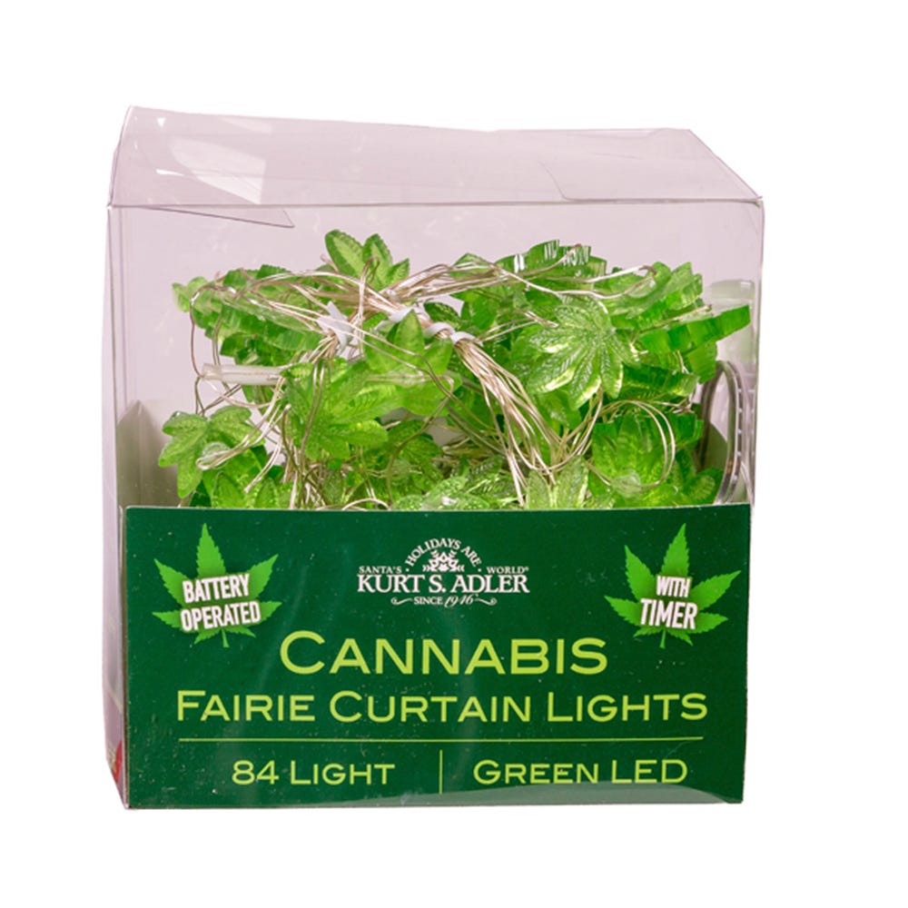84-Light Green Micro LED Cannabis Leaf Curtain Light - Tampa Home & Garden Store