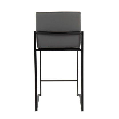 Fuji High Back Counter Stool gray upholstery with black metal frame on Tampa Home & Garden Store