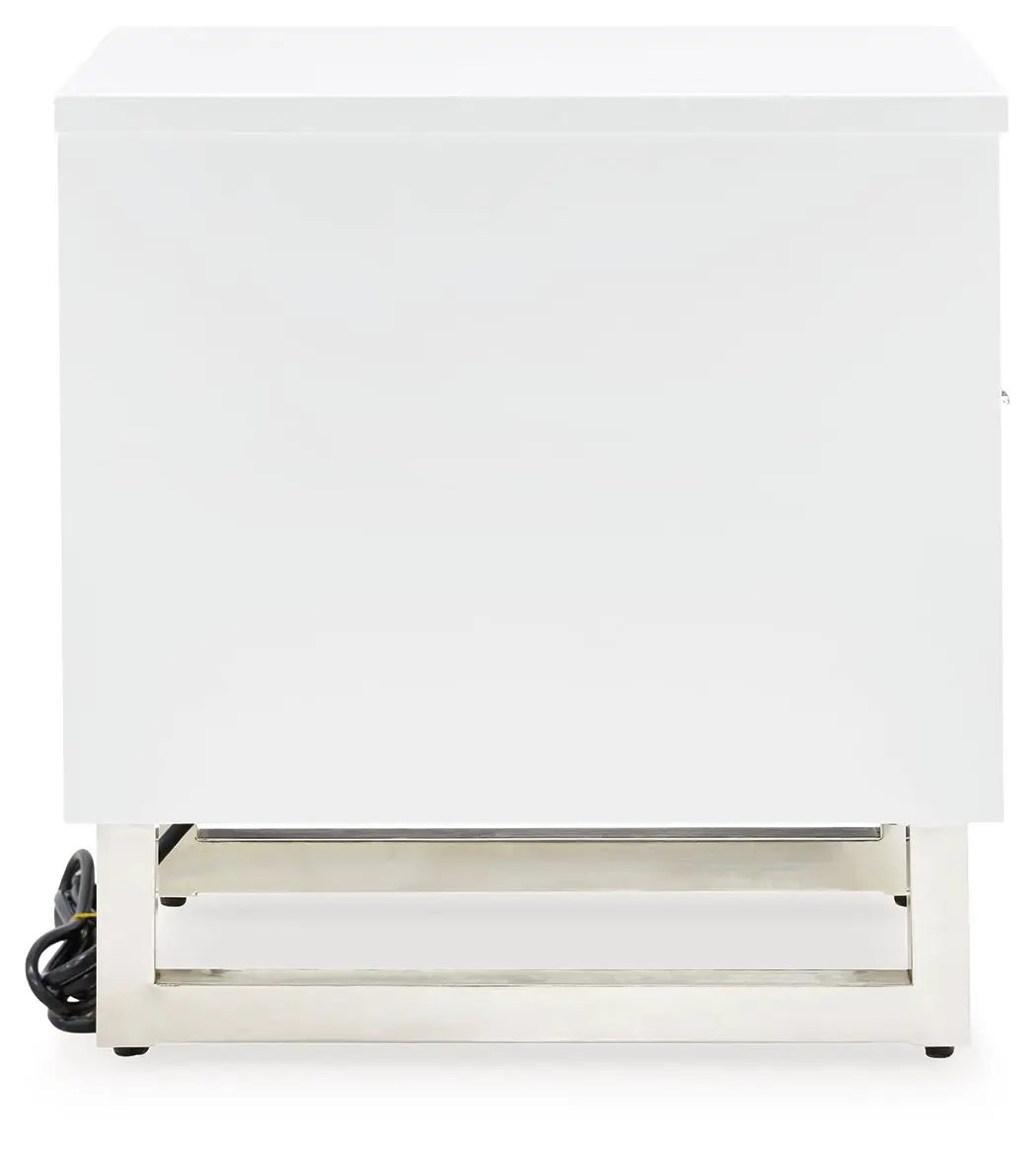 Gardoni chair side end table white with chrome metal base on Tampa Home & Garden Store
