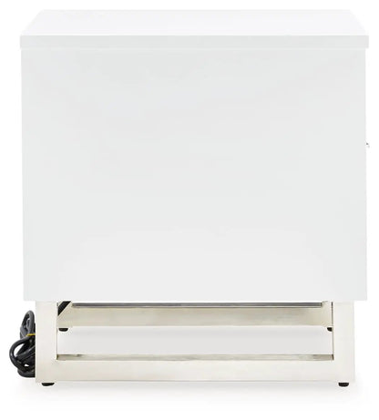 Gardoni chair side end table white with chrome metal base on Tampa Home & Garden Store