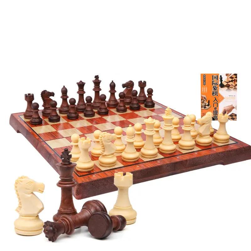 Magnetic chess set with wooden board and brown ivory pieces FLIPSTYLEZLLC on Tampa Home & Garden Store