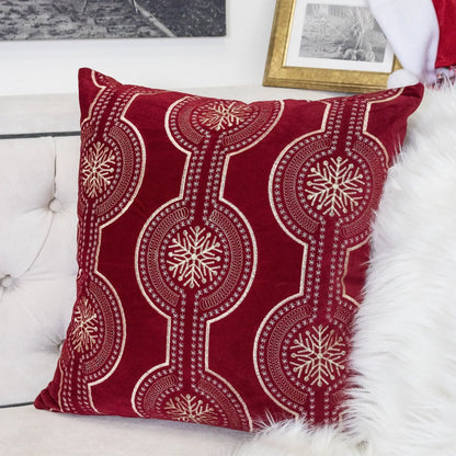 Holiday Throw Pillow Snowflake Embroidery