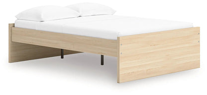 Onita Platform Bed natural oak finish with white bedding by Unique Piece Furniture on Tampa Home & Garden Store