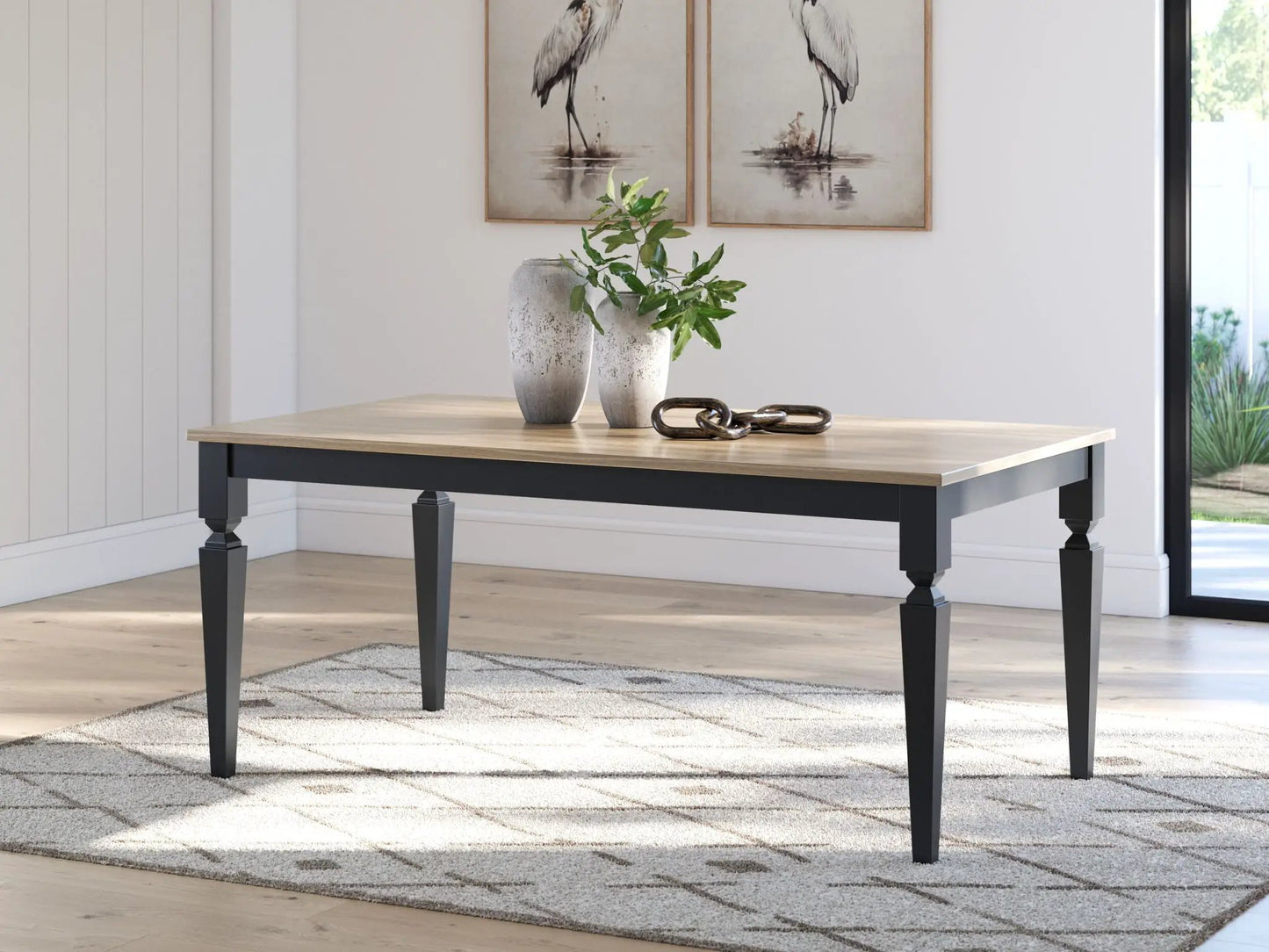 Brenkerton Rectangular Dining Table grayish brown top black legs by Unique Piece Furniture on Tampa Home & Garden Store