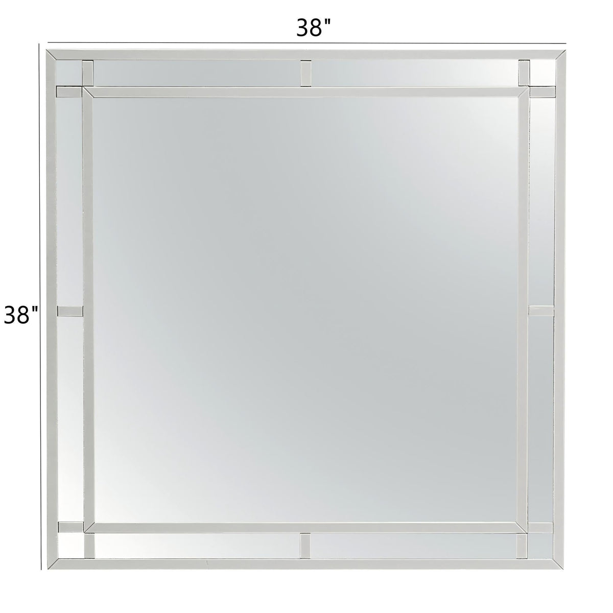 38-inch square wall mirror in silver champagne with mirrored accents HouseOfZazla Madison on Tampa Home & Garden Store