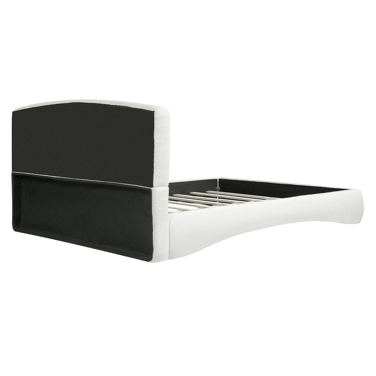 Curved Upholstered Bed with Smart Ambient Lighting two-tone black and white platform bed on Tampa Home & Garden Store