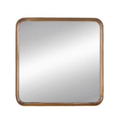 Square Mirror with Wood Frame Living Room Brown