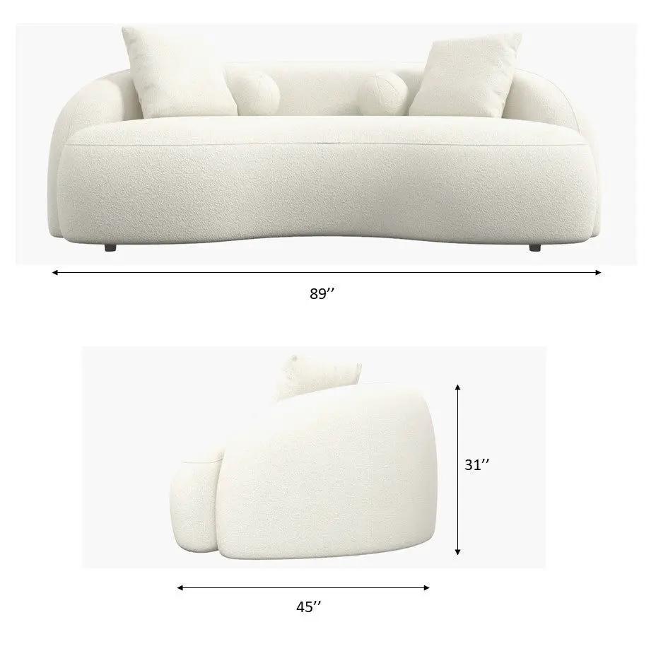 Drake Japandi Curvy Boucle Sofa, ivory boucle, 89in wide, stationary sofa on Tampa Home & Garden Store