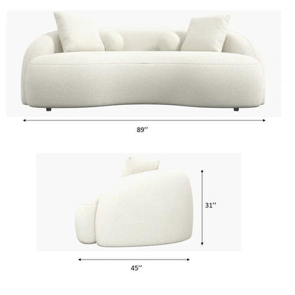 Drake Japandi Curvy Boucle Sofa, ivory boucle, 89in wide, stationary sofa on Tampa Home & Garden Store