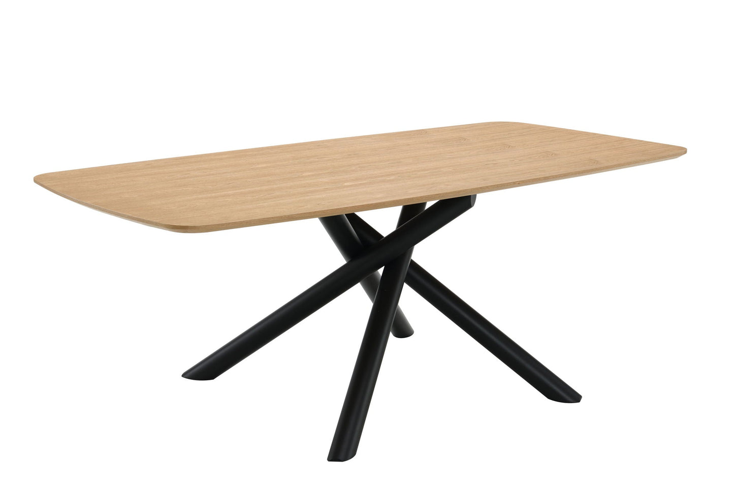 Lawton Dining Table - Natural wood top with black cross-legged base on Tampa Home & Garden Store