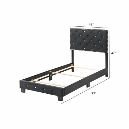 Luxurious Upholstered Bed with black tufted headboard and nailhead trim by HouseOfZazla on Tampa Home & Garden Store