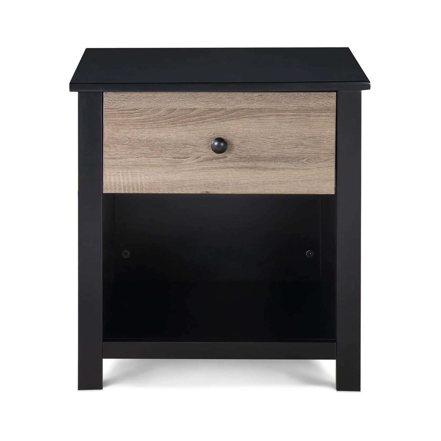 Connelly nightstand by Unique Piece Furniture, black frame with natural oak drawer front on Tampa Home & Garden Store
