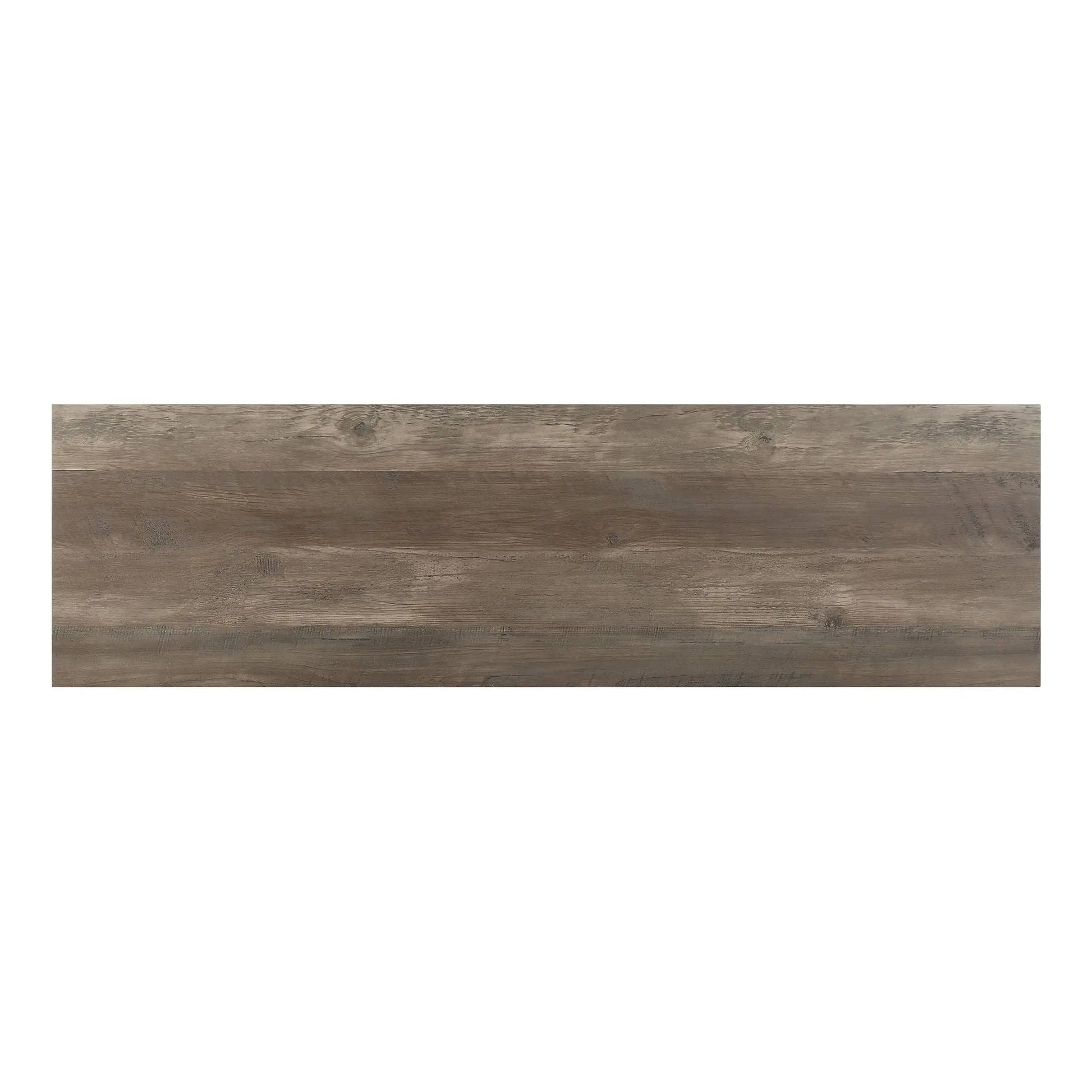 Nantan Rustic TV Stand top panel in weathered brown wood grain with knots on Tampa Home & Garden Store
