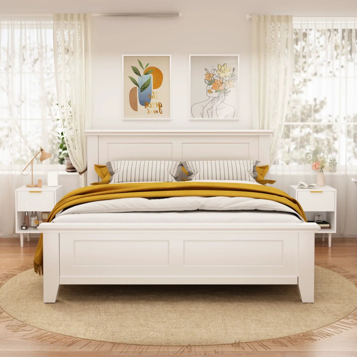 Nightstand With One Drawer and Open Shelf White