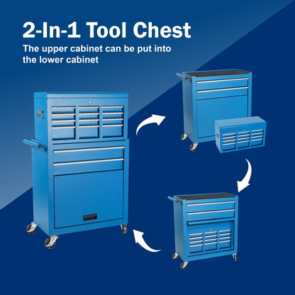 8-drawer rolling tool chest blue with detachable top box and lockable wheels HouseOfZazla on Tampa Home & Garden Store