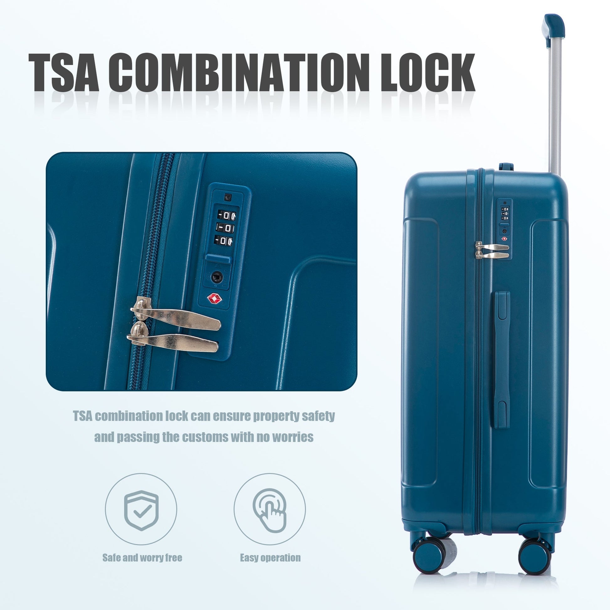 3-Piece ABS Spinner Luggage Set HouseOfZazla in dark blue 20/24/28 on Tampa Home & Garden Store