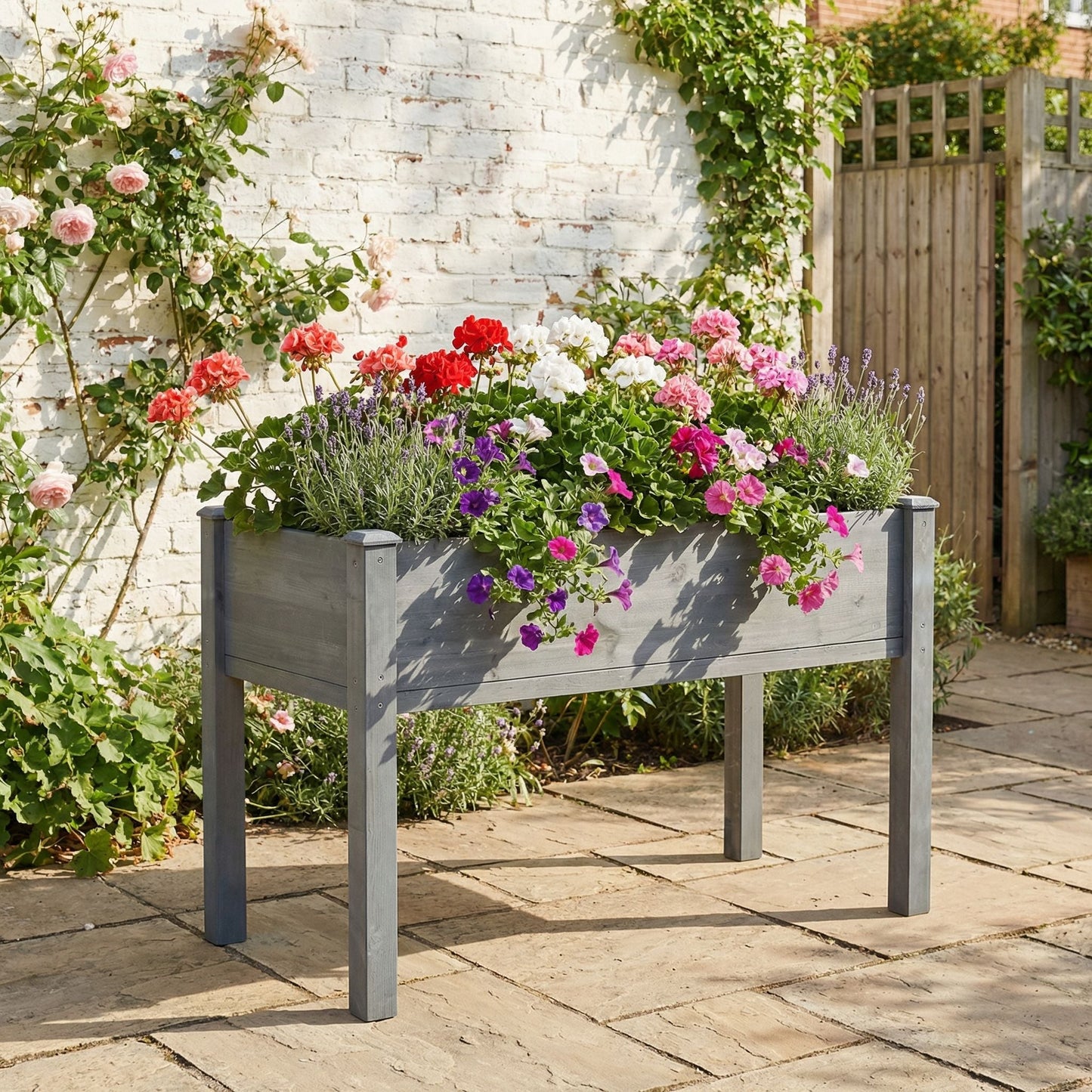 Solid Wood Raised Garden Bed and Wide Frame