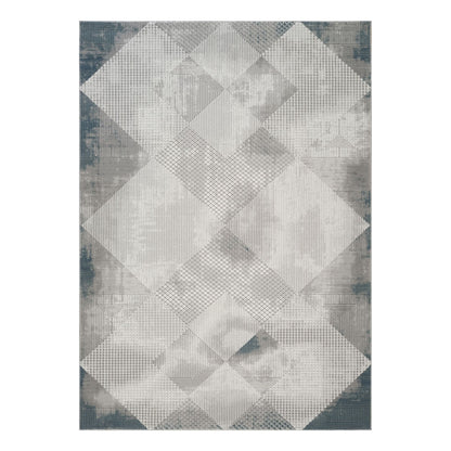 Soft 3D gray geometric area rug with quilted diamond and grid patterns, HouseOfZazla on Tampa Home & Garden Store