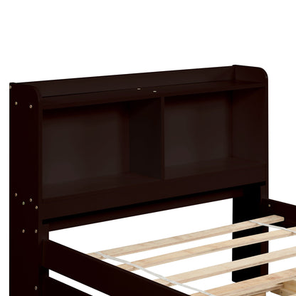 Twin bed with trundle and bookcase headboard in dark espresso, Unique Piece Furniture on Tampa Home & Garden Store