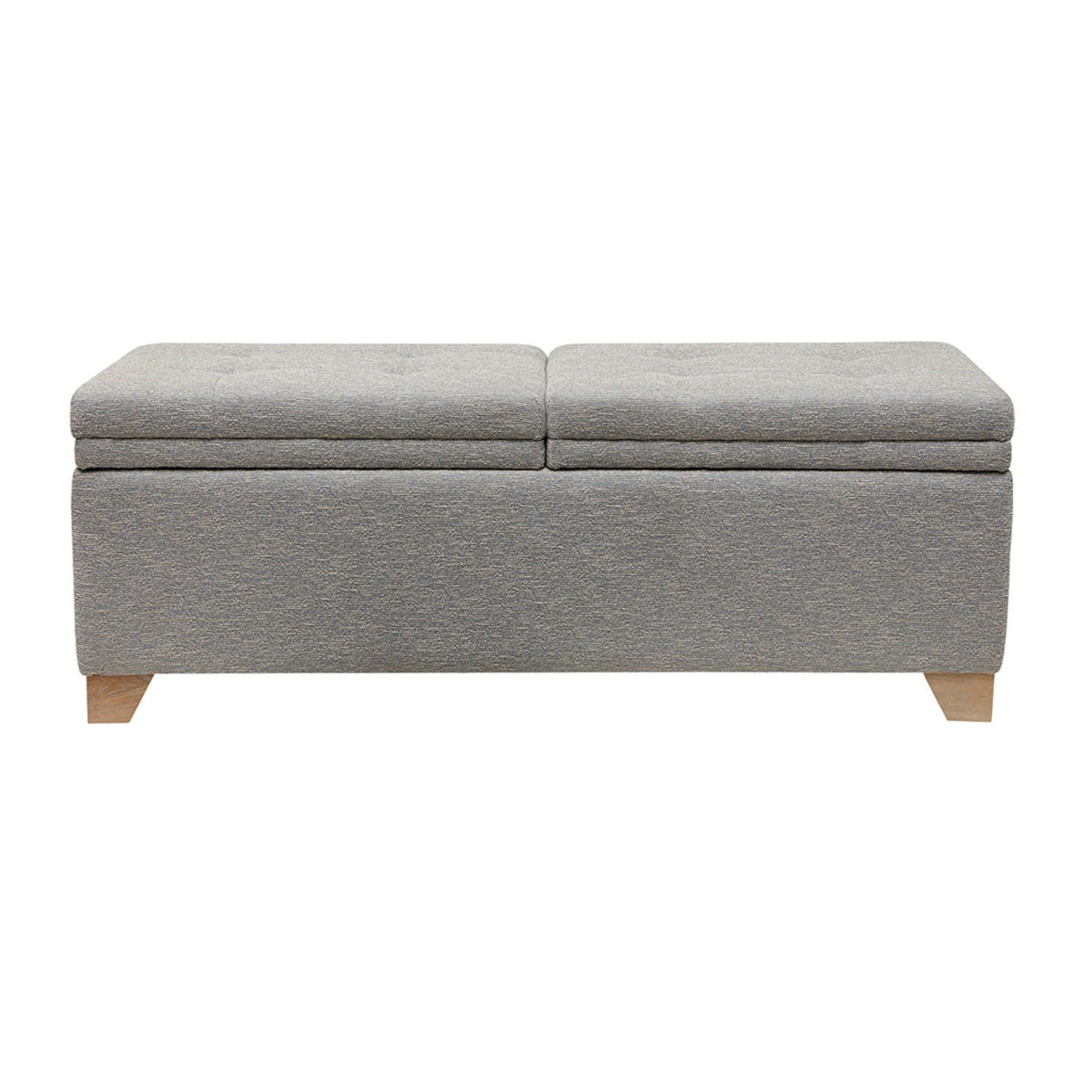 Soft-close upholstered storage bench with split-top access in dark gray by HouseOfZazla on Tampa Home & Garden Store