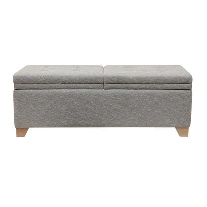 Soft-close upholstered storage bench with split-top access in dark gray by HouseOfZazla on Tampa Home & Garden Store