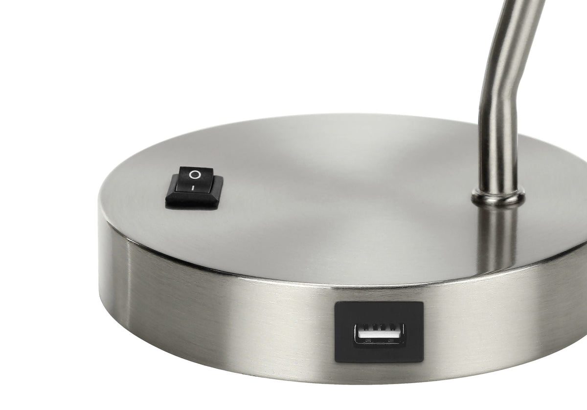 Table lamp nickel metal with USB port and nickel shade HouseOfZazla on Tampa Home & Garden Store