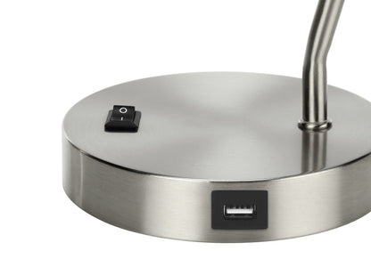 Table lamp nickel metal with USB port and nickel shade HouseOfZazla on Tampa Home & Garden Store