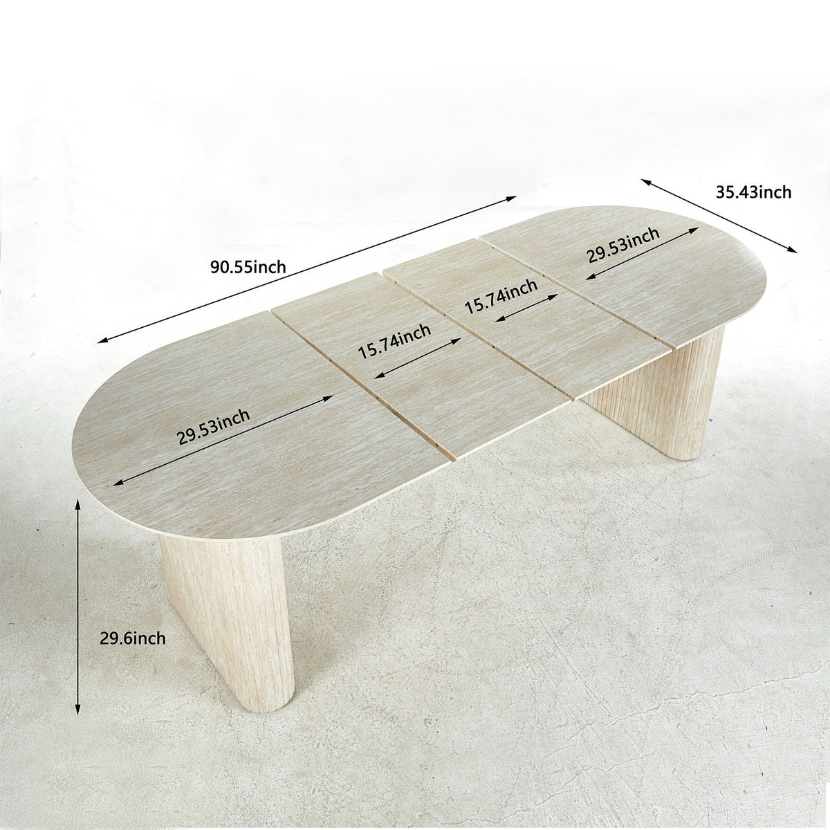 American White Oak Dining Table and Extension in light oak finish with rounded ends and extendable leaves on Tampa Home & Garden Store