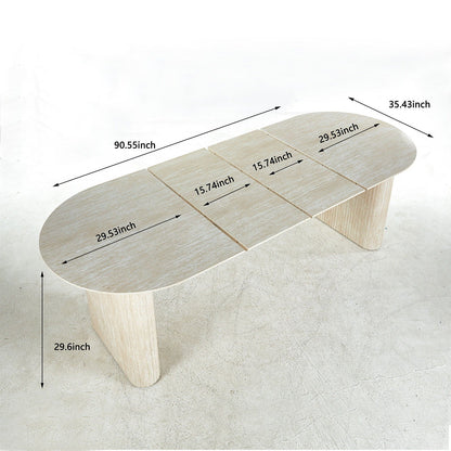 American White Oak Dining Table and Extension in light oak finish with rounded ends and extendable leaves on Tampa Home & Garden Store