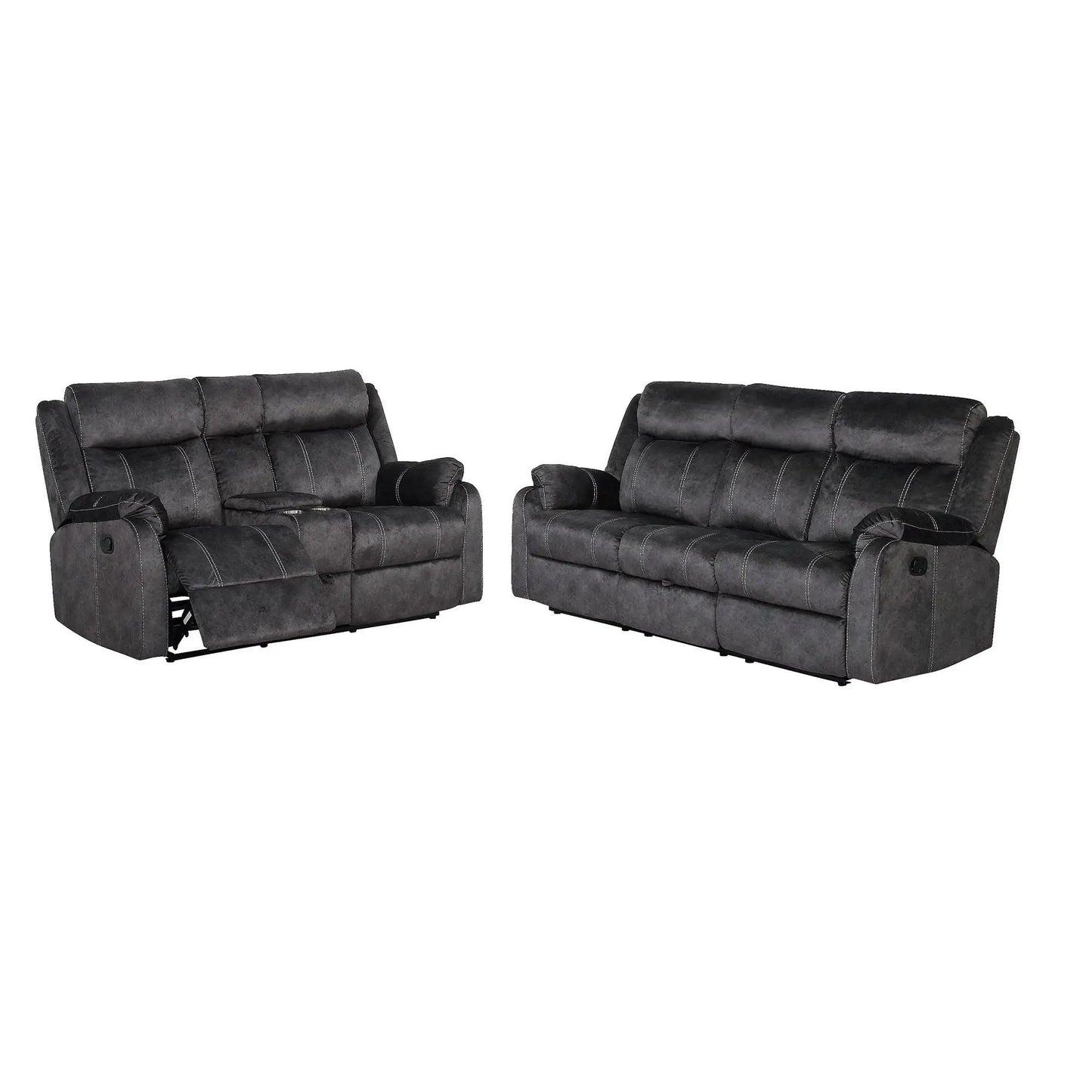 Two Sonet Domino reclining sofas in dark gray fabric by Unique Piece Furniture on Tampa Home & Garden Store