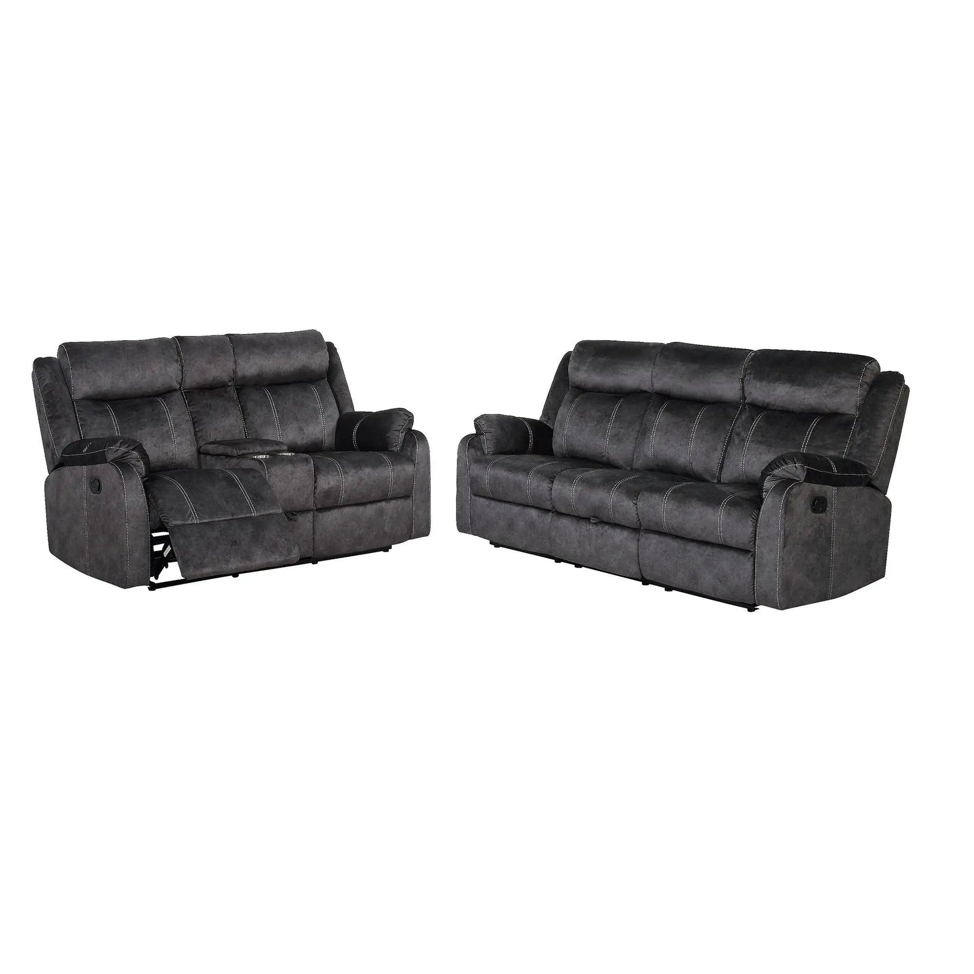 Two Sonet Domino reclining sofas in dark gray fabric by Unique Piece Furniture on Tampa Home & Garden Store