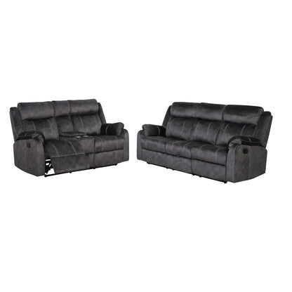 Two Sonet Domino reclining sofas in dark gray fabric by Unique Piece Furniture on Tampa Home & Garden Store