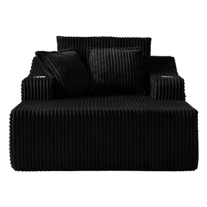 Corduroy throw cushions set of 3 by HouseOfZazla in black for oversized chaise lounge on Tampa Home & Garden Store