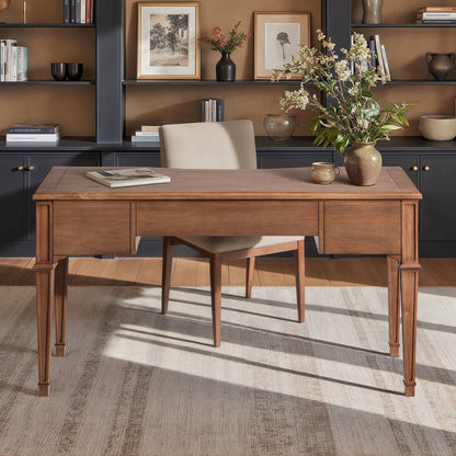 Brown wood executive desk with 3 drawers and satin-gold hardware by HouseOfZazla on Tampa Home & Garden Store