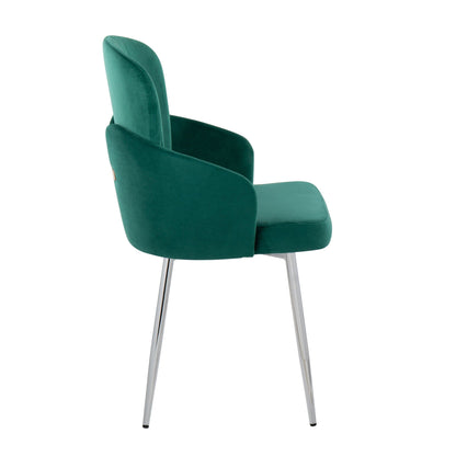 Contemporary dining chairs set of 2 with emerald green velvet upholstery and chrome legs on Tampa Home & Garden Store