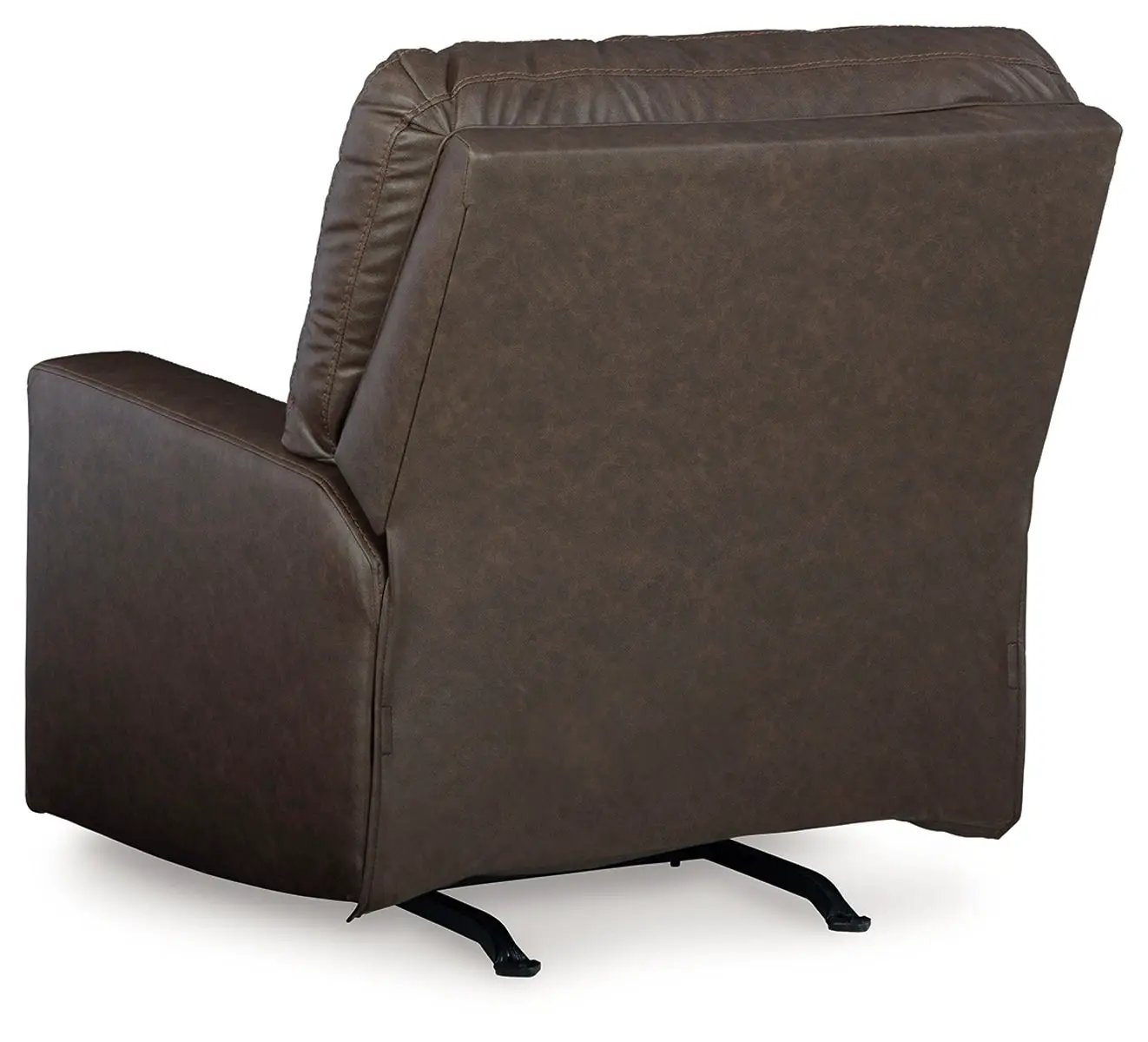 Barlin Mills rocker recliner by Unique Piece Furniture brown faux leather with padded back on Tampa Home & Garden Store