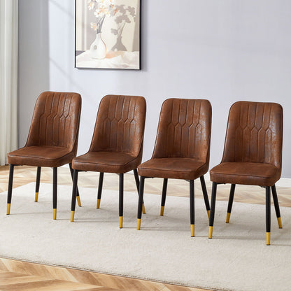 Modern Chair With Metal Legs brown leather seats set of five for kids dining on Tampa Home & Garden Store