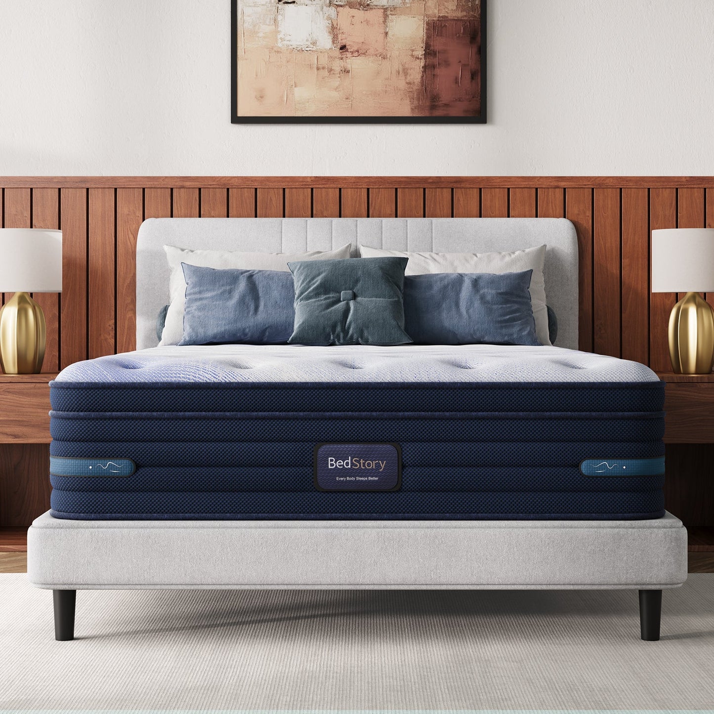 BedStory Spine Align 12in Full Firm Cooling Hybrid Mattress with blue textured sides on Tampa Home & Garden Store